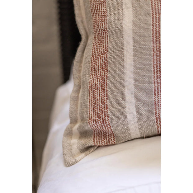 Pom Pom at Home Montecito Terracotta and Natural Linen Striped Pillow with Insert  ~ 20 x 20