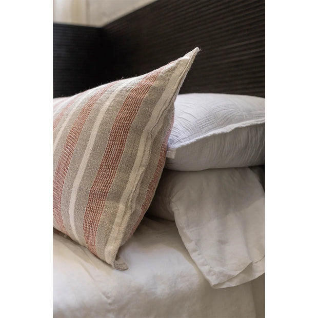 Pom Pom at Home Montecito Terracotta and Natural Linen Striped Body Pillow with Insert  ~ 18 x 60
