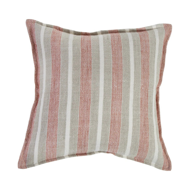 Pom Pom at Home Montecito Terracotta and Natural Linen Striped Pillow with Insert  ~ 20 x 20