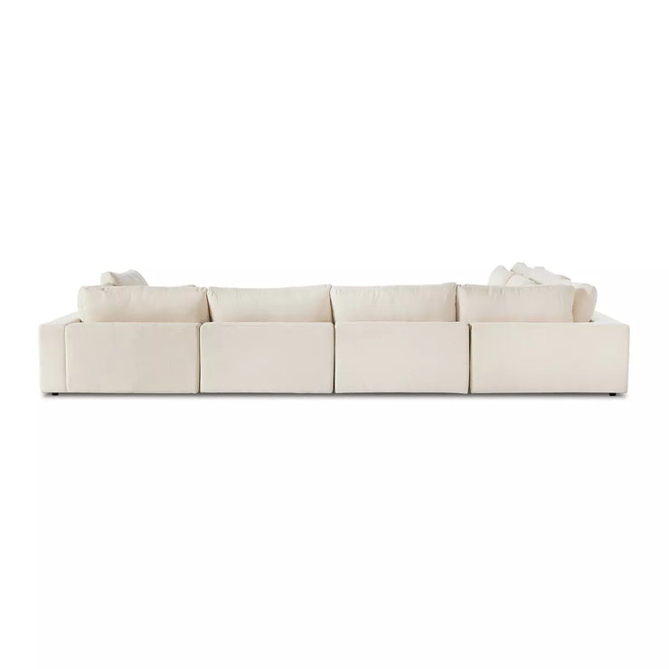Four Hands Bloor 7 Piece Modular Deep Seating Sectional With Ottoman ~ Clairmont Sand Upholstered Woven Fabric