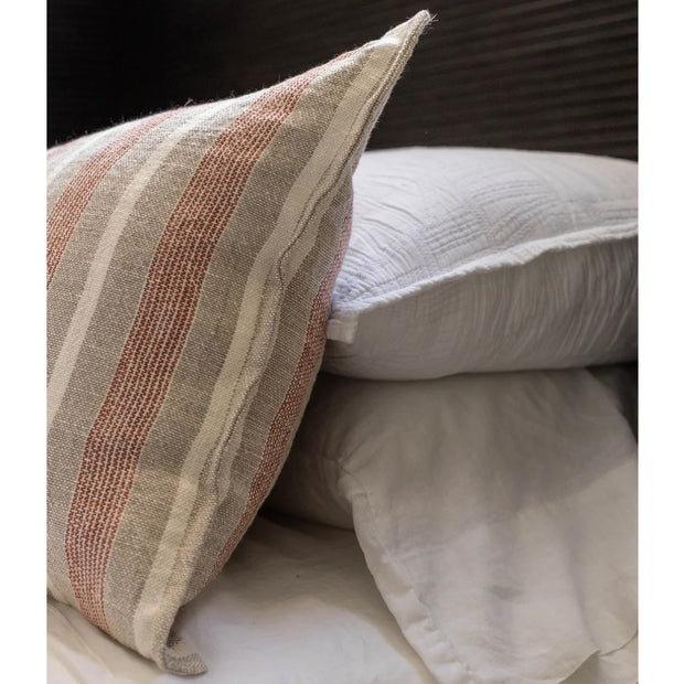 Pom Pom at Home Montecito Terracotta and Natural Linen Striped Pillow with Insert  ~ 20 x 20
