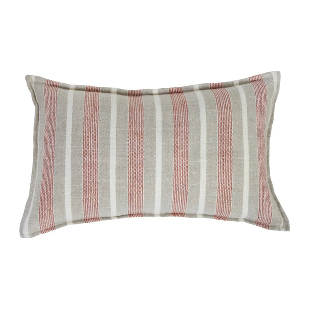 Pom Pom at Home Montecito Terracotta and Natural Linen Striped Pillow with Insert  ~ 14 x 24