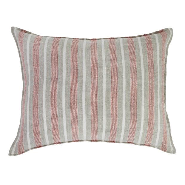 Pom Pom at Home Montecito Terracotta and Natural Linen Striped Big Pillow with Insert  ~ 28 x 36