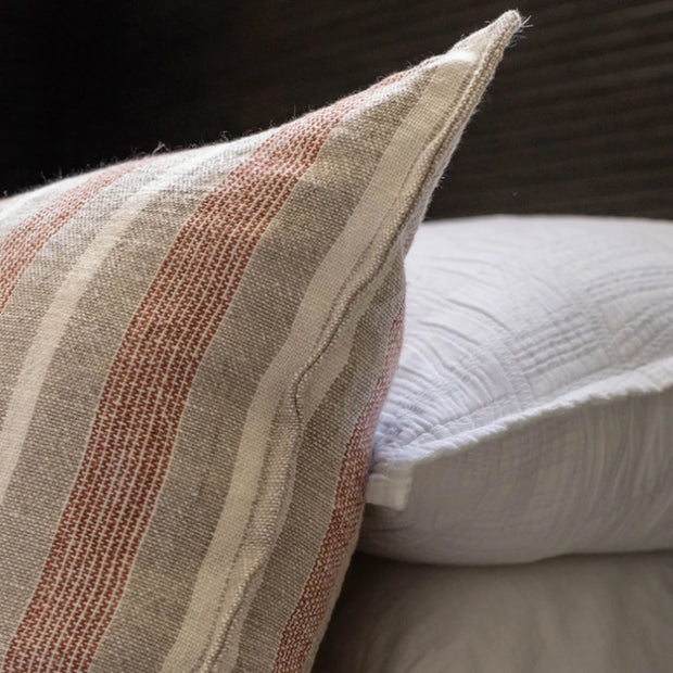 Pom Pom at Home Montecito Terracotta and Natural Linen Striped Big Pillow with Insert  ~ 28 x 36
