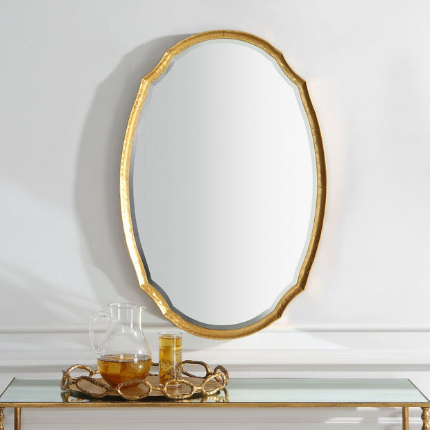 Casa Bella Living Oval Concave Antique Gold Leaf Mirror