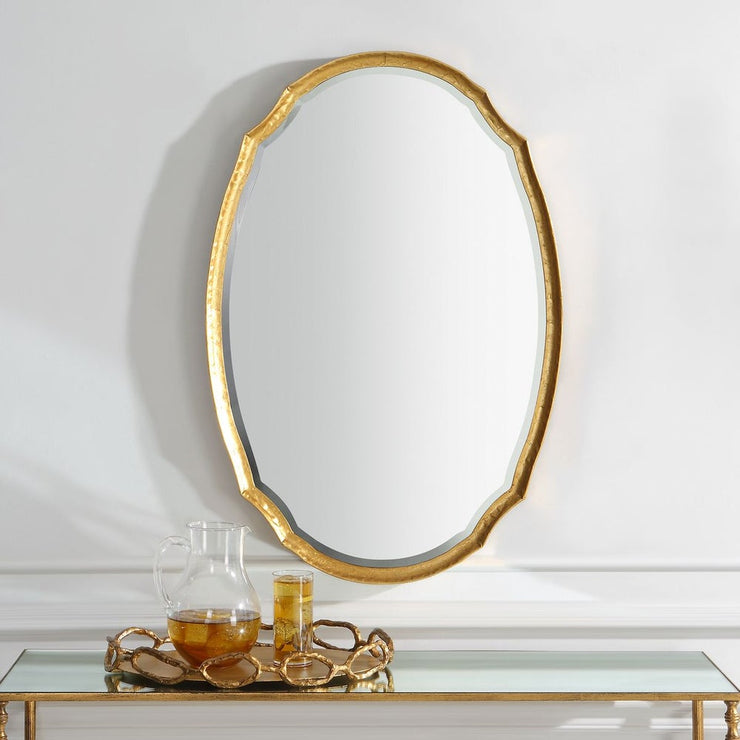 Casa Bella Living Oval Concave Antique Gold Leaf Mirror