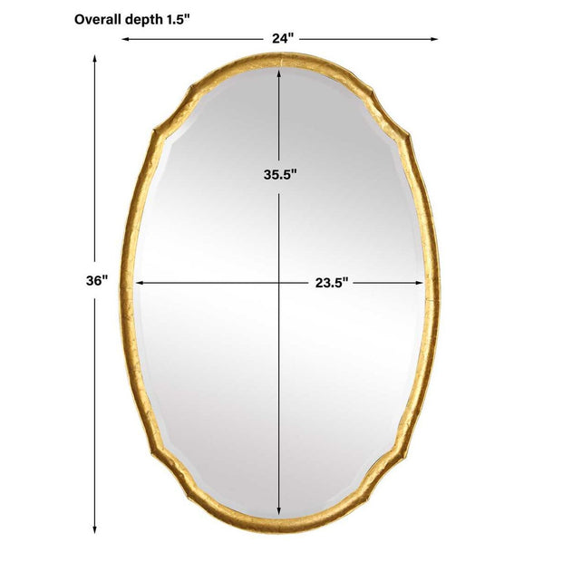 Casa Bella Living Oval Concave Antique Gold Leaf Mirror