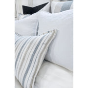 Pom Pom at Home Naples Ocean and Natural Linen Striped Big Pillow with Insert  ~ 28 x 36