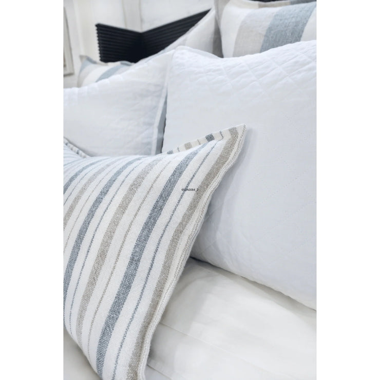 Pom Pom at Home Naples Ocean and Natural Linen Striped Big Pillow with Insert  ~ 28 x 36