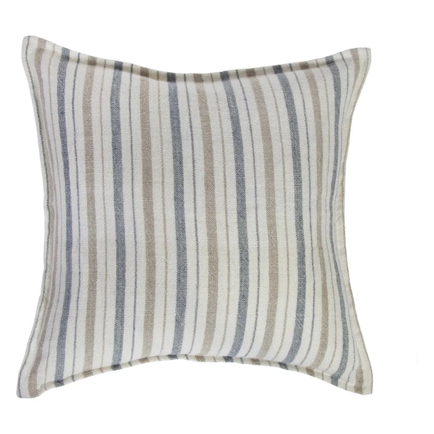 Pom Pom at Home Naples Ocean and Natural Linen Striped Pillow with Insert  ~ 20 x 20