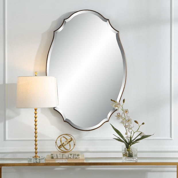 Casa Bella Living Rounded Edge Antique Bronze And Gold Finish Mirror