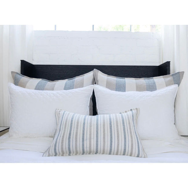 Pom Pom at Home Naples Ocean and Natural Linen Striped Pillow with Insert  ~ 14 x 24