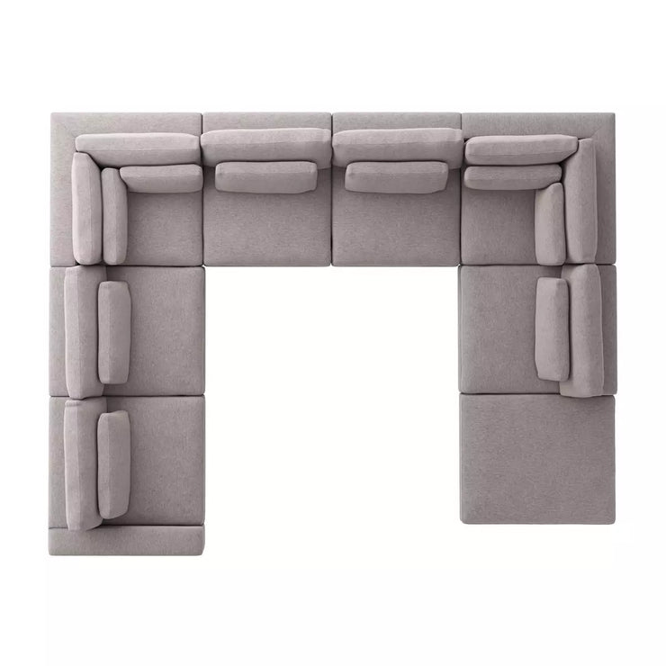 Four Hands Bloor 7 Piece Modular Deep Seating Sectional With Ottoman ~ Chess Pewter Upholstered Woven Fabric