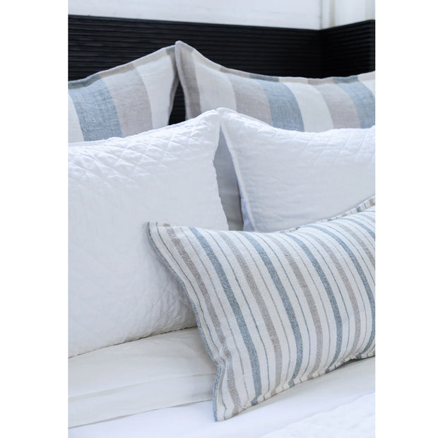 Pom Pom at Home Monterey Ocean and Natural Linen Striped Big Pillow with Insert  ~ 28 x 36