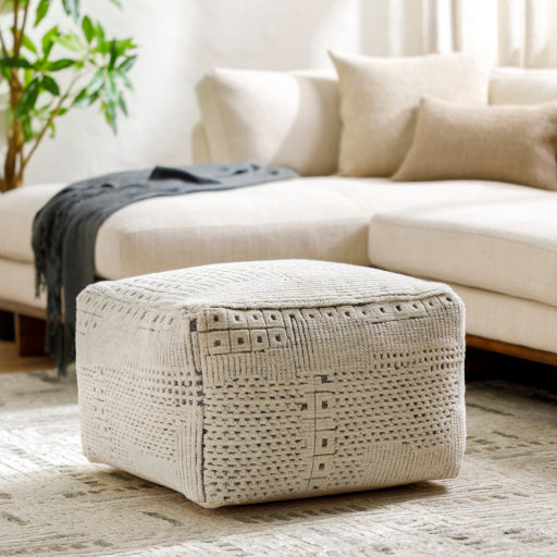 Surya Tunisia Modern Hand Knotted Wool Pouf Ottoman TUPF-002