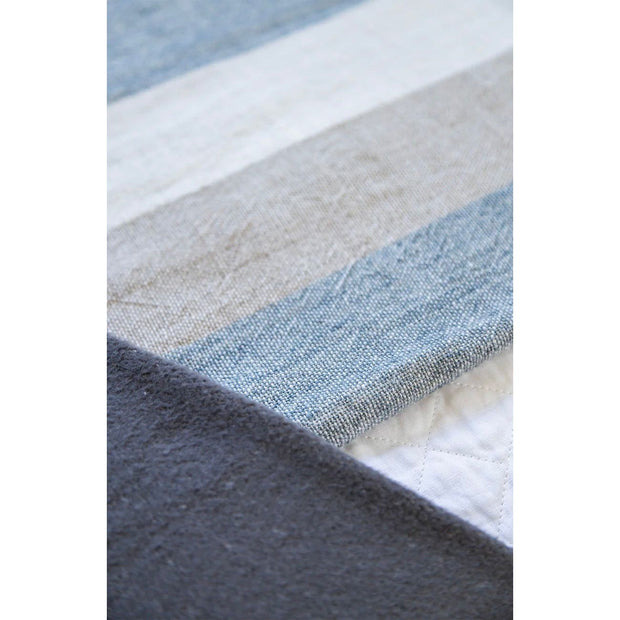 Pom Pom at Home Monterey Ocean and Natural Linen Oversized Throw ~ 60 x 90