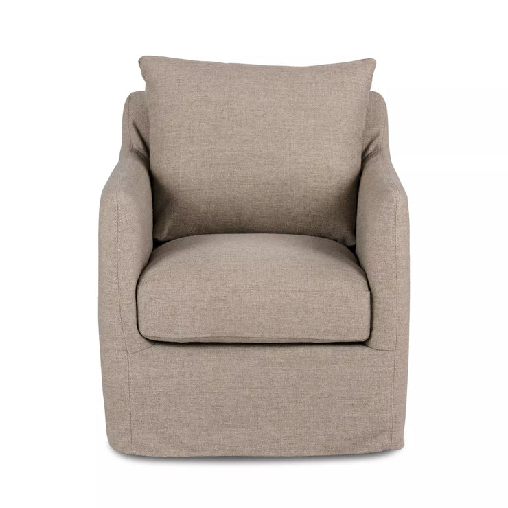 Four Hands Banks Swivel Chair ~  Alcala Taupe Slipcover Performance Fabric