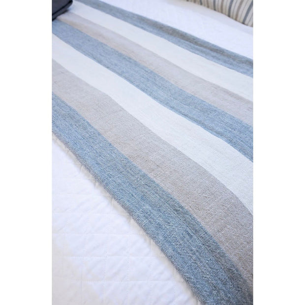 Pom Pom at Home Monterey Ocean and Natural Linen Oversized Throw ~ 60 x 90
