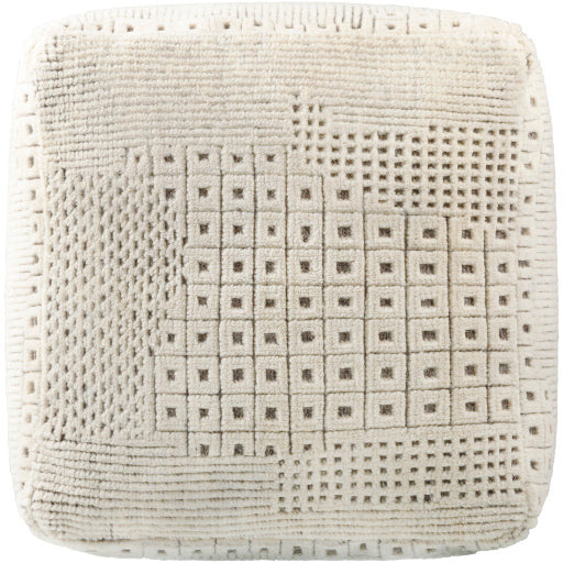 Surya Tunisia Modern Hand Knotted Wool Pouf Ottoman TUPF-002