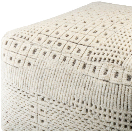 Surya Tunisia Modern Hand Knotted Wool Pouf Ottoman TUPF-002