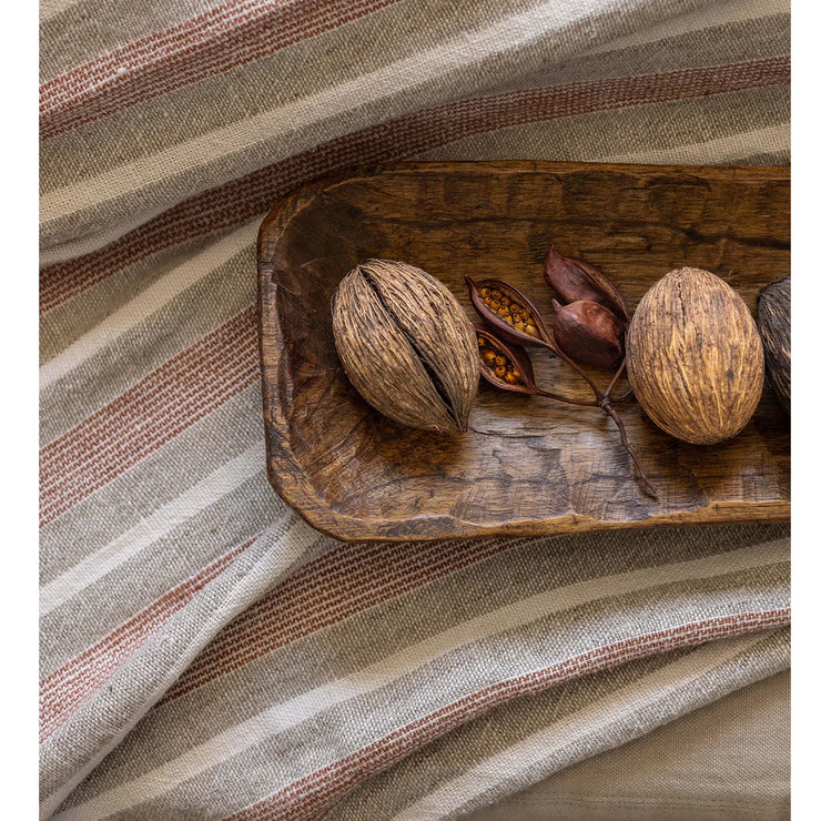 Pom Pom at Home Montecito Terracotta and Natural Linen Striped Oversized Throw ~ 60 x 90