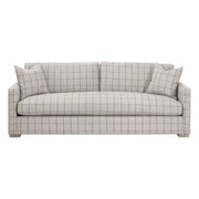 Essentials For Living Clara 86" Slim Arm Sofa ~ Performance Windowpane Cement With Natural Gray Oak