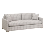 Essentials For Living Clara 86" Slim Arm Sofa ~ Performance Windowpane Cement With Natural Gray Oak