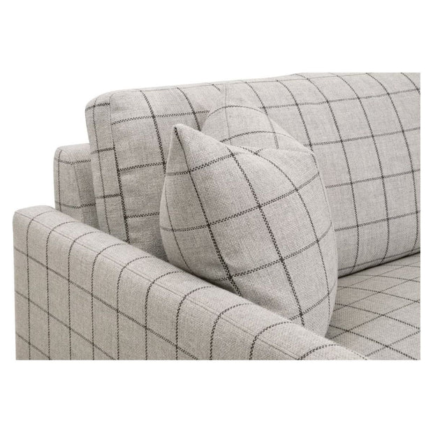 Essentials For Living Clara 86" Slim Arm Sofa ~ Performance Windowpane Cement With Natural Gray Oak