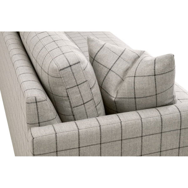 Essentials For Living Clara 86" Slim Arm Sofa ~ Performance Windowpane Cement With Natural Gray Oak
