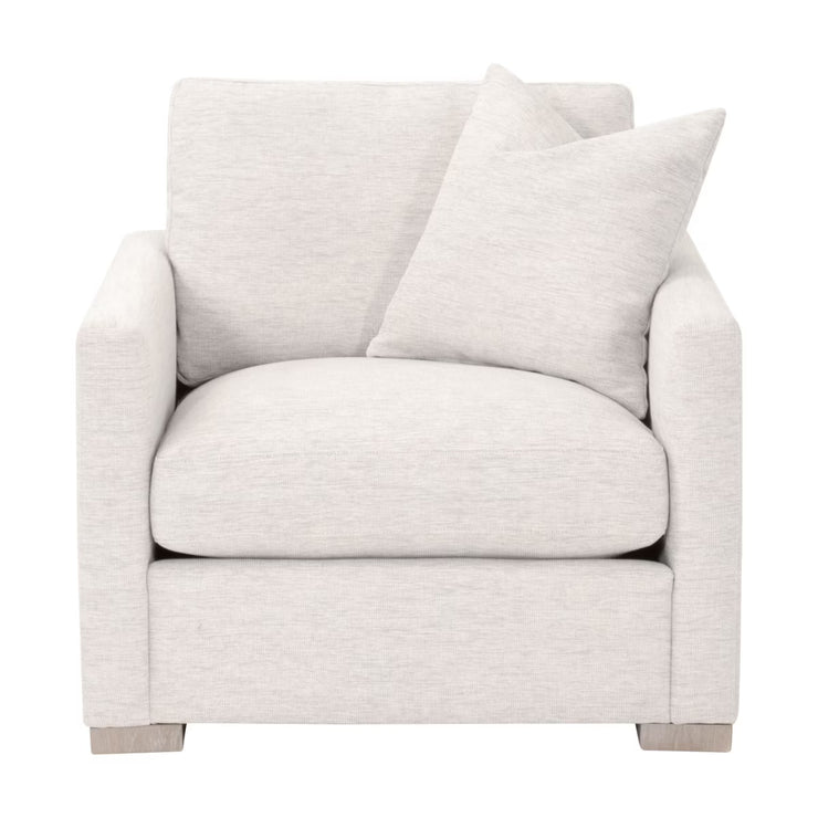 Essentials For Living Clara Slim Arm Sofa Chair~ Performance Stone Basketweave, Natural Gray Oak