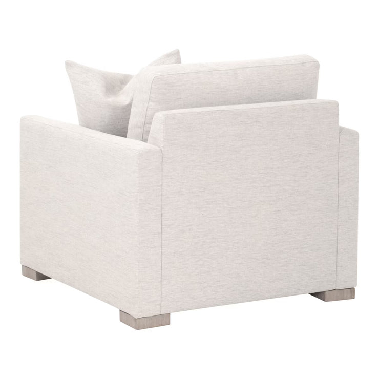 Essentials For Living Clara Slim Arm Sofa Chair~ Performance Stone Basketweave, Natural Gray Oak