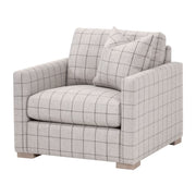 Essentials For Living Clara Slim Arm Sofa Chair~ Performance Windowpane Cement, Natural Gray Oak