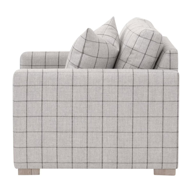 Essentials For Living Clara Slim Arm Sofa Chair~ Performance Windowpane Cement, Natural Gray Oak