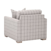 Essentials For Living Clara Slim Arm Sofa Chair~ Performance Windowpane Cement, Natural Gray Oak