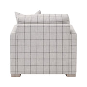 Essentials For Living Clara Slim Arm Sofa Chair~ Performance Windowpane Cement, Natural Gray Oak