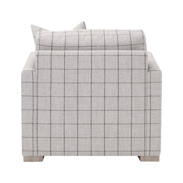 Essentials For Living Clara Slim Arm Sofa Chair~ Performance Windowpane Cement, Natural Gray Oak