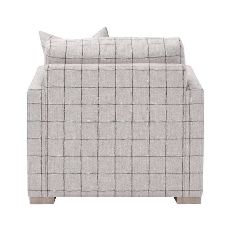 Essentials For Living Clara Slim Arm Sofa Chair~ Performance Windowpane Cement, Natural Gray Oak