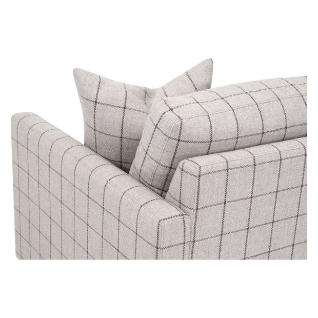 Essentials For Living Clara Slim Arm Sofa Chair~ Performance Windowpane Cement, Natural Gray Oak