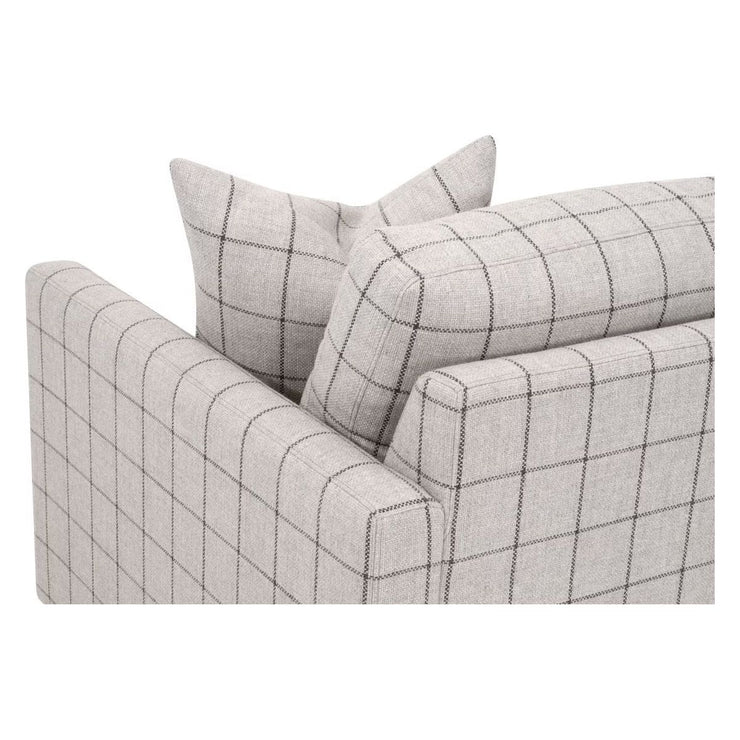 Essentials For Living Clara Slim Arm Sofa Chair~ Performance Windowpane Cement, Natural Gray Oak