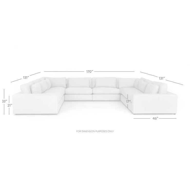 Four Hands Bloor 8 Piece Modular Deep Seating Sectional ~ Essence Natural Upholstered Woven Fabric