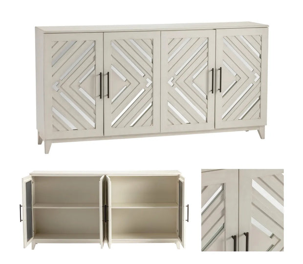 Crestview Collection Phoebe White Acacia Wood Sideboard