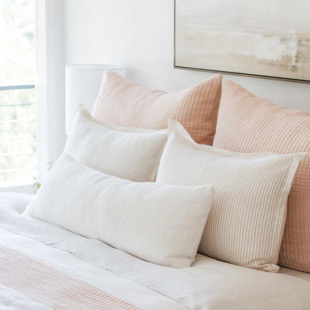 Pom Pom at Home Connor Ivory and Amber Striped Big Pillow with Insert ~ 28 x 36