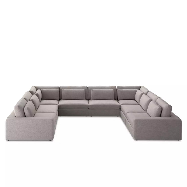 Four Hands Bloor 8 Piece Modular Deep Seating Sectional ~ Chess Pewter Upholstered Woven Fabric