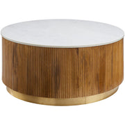 Surya Nems Modern Marble Top & Mango Wood With Brass Base Round Coffee Table NMS-001