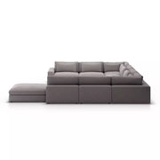Four Hands Bloor 8 Piece Modular Deep Seating Sectional With Ottoman ~ Chess Pewter Upholstered Woven Fabric