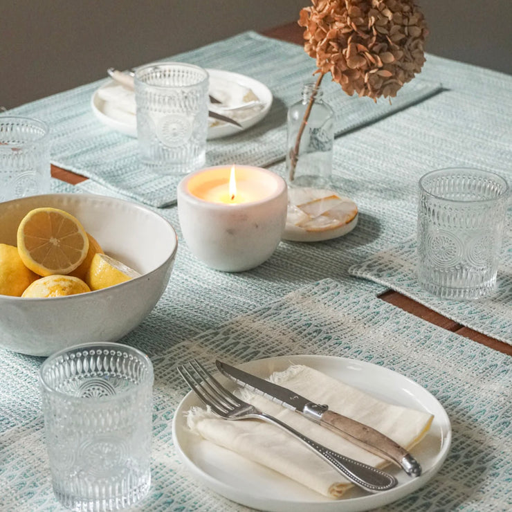 Anaya Home Bay View Aqua Indoor Outdoor Table Runner