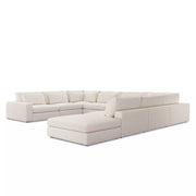 Four Hands Bloor 8 Piece Modular Deep Seating Sectional With Ottoman ~ Essence Natural Upholstered Woven Fabric