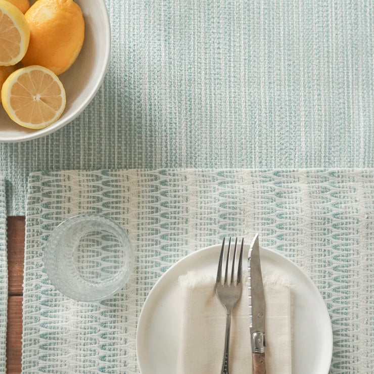 Anaya Home Bay View Aqua Indoor Outdoor Table Runner