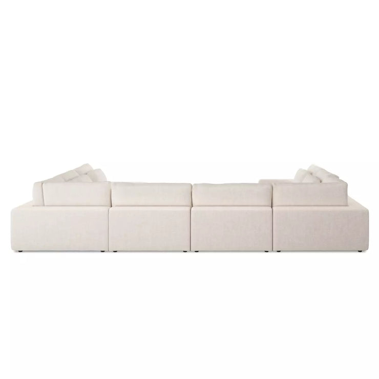 Four Hands Bloor 8 Piece Modular Deep Seating Sectional With Ottoman ~ Essence Natural Upholstered Woven Fabric