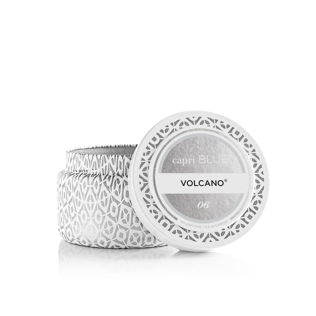 Capri Blue Volcano White Printed Travel Tin Candle 8 oz